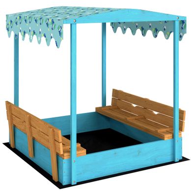 Bac à Sable Enfant Couvercle Siège Auvent Bois Bleu Bac à Sable Enfant Couvercle Siège Auvent Bois Bleu