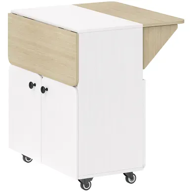 Desserte Cuisine Table 2 En 1 Blanc Effet Bois Clair Desserte Cuisine Table 2 En 1 Blanc Effet Bois Clair