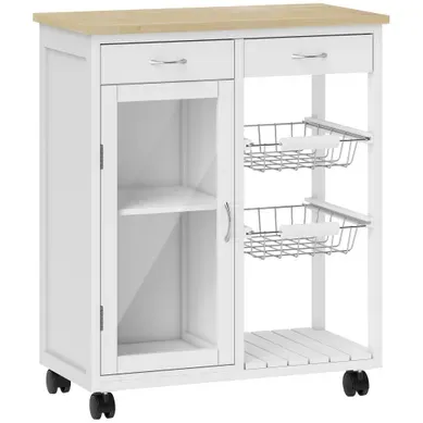 Desserte Cuisine Cosy Plateau Bambou - Multi-rangement - Blanc Desserte Cuisine Cosy Plateau Bambou - Multi-rangement - Blanc
