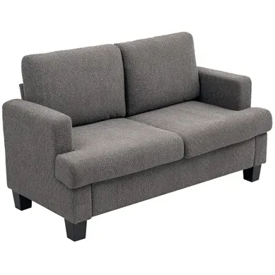 Canapé 2 Places Compact 140cm Tissu Chenille Gris Foncé