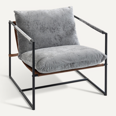 Fauteuil Lounge Design Assise Suspendue Acier Noir Tissu Fauteuil Lounge Design Assise Suspendue Acier Noir Tissu