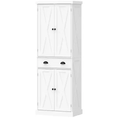 Armoire Cuisine 4 Portes 3 étagères Tiroir Poignées Métal Noir Blanc Armoire Cuisine 4 Portes 3 étagères Tiroir Poignées Métal Noir Blanc