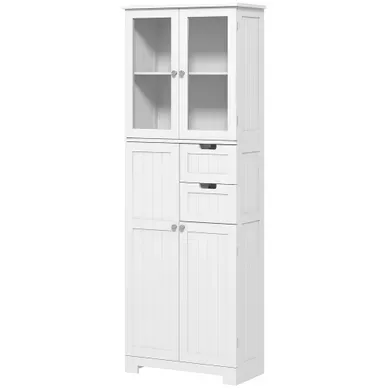 Meuble Haut De Salle De Bain - Armoire - 4 Portes, 2 Tiroirs - Blanc Meuble Haut De Salle De Bain - Armoire - 4 Portes, 2 Tiroirs - Blanc