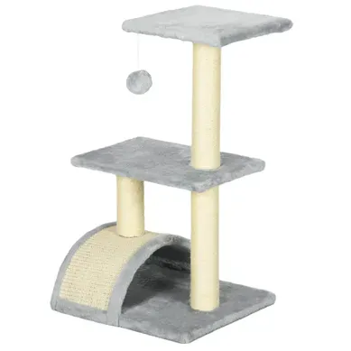 Arbre À Chat Griffoir Grattoir Peluche Sisal Naturel Gris Clair Arbre À Chat Griffoir Grattoir Peluche Sisal Naturel Gris Clair