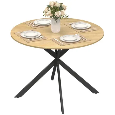 Table Ronde Bois 4 Pers. Dia. 100 Cm Style Industriel Table Ronde Bois 4 Pers. Dia. 100 Cm Style Industriel