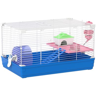 Cage Rongeur Hamster 2 Niv. Cabane Roue échelle Biberon Mangeoire Bleu Blanc Cage Rongeur Hamster 2 Niv. Cabane Roue échelle Biberon Mangeoire Bleu Blanc
