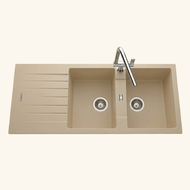 évier Granit Beige Albey 2 Bacs 1 égouttoir évier Granit Beige Albey 2 Bacs 1 égouttoir