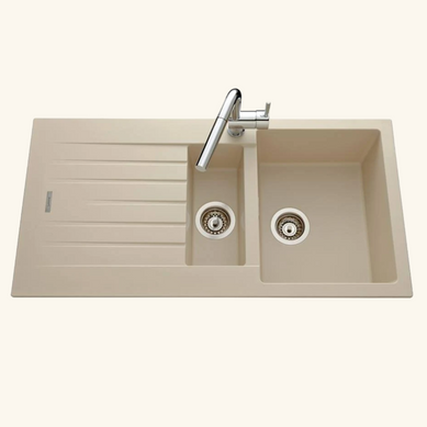 évier Granit Beige Albey 1 Bac Et Demi - 1 égouttoir évier Granit Beige Albey 1 Bac Et Demi - 1 égouttoir