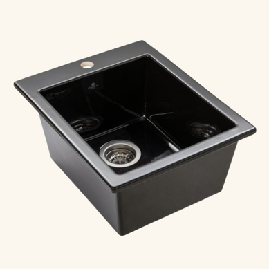 Evier Céramique Noir Brillant Felix 1 Bac 410x505 Mm - Sans Trop Plein