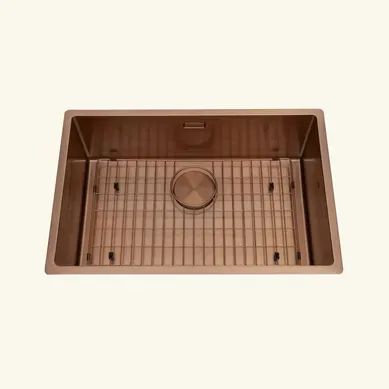 évier Sous-plan Inox Pvd Cuivre Legato 1 Bac 660x440 - Grille Et Cache Bonde Cuivre Inclus