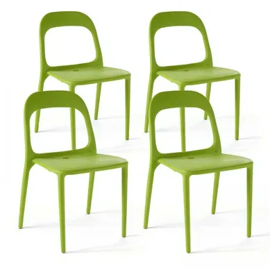 Lot De 4 Chaises En Plastique Vert Milan Lot De 4 Chaises En Plastique Vert Milan