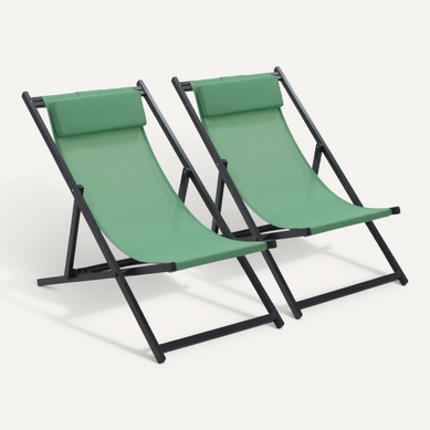 Lot De 2 Transats En Aluminium Vert Santiago