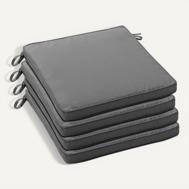 Lot De 4 Galettes De Chaise Polyester Gris 40x40x3 Cm Machu