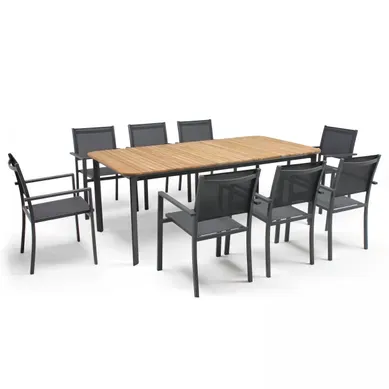 Table De Jardin En Aluminium/teck Et 8 Fauteuils Table De Jardin En Aluminium/teck Et 8 Fauteuils