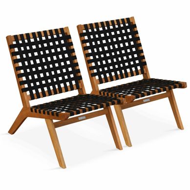 Lot De 2 Fauteuils Relax En Bois D'eucalyptus Noir Lot De 2 Fauteuils Relax En Bois D'eucalyptus Noir