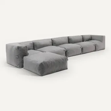 Canapé D'angle Modulable 6 Places Gris - Mixi Canapé D'angle Modulable 6 Places Gris - Mixi