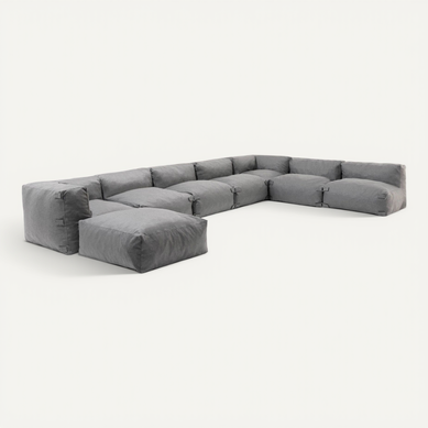 Canapé D'angle Modulable 8 Places Gris - Mixi Canapé D'angle Modulable 8 Places Gris - Mixi
