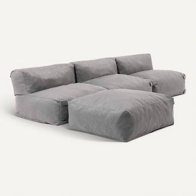 Canapé D'angle Fixe Modulable 4 Places Gris - Mixi Canapé D'angle Fixe Modulable 4 Places Gris - Mixi