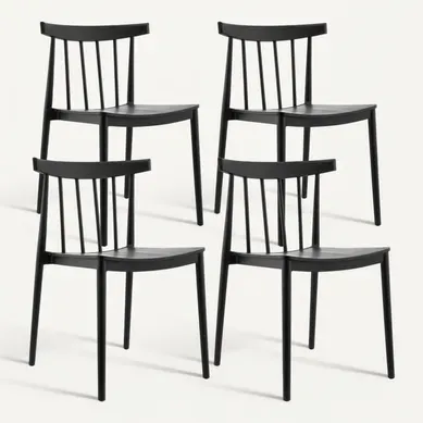 Lot De 4 Chaises De Terrasse Noires En Plastique Lisboa Lot De 4 Chaises De Terrasse Noires En Plastique Lisboa