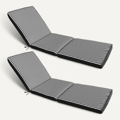 Lot De 2 Coussins Pour Bain De Soleil 186 X 53 Cm Polyester Noir Tikal