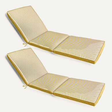 Lot De 2 Coussins Pour Bain De Soleil 186 X 53 Cm Polyester Jaune Tikal
