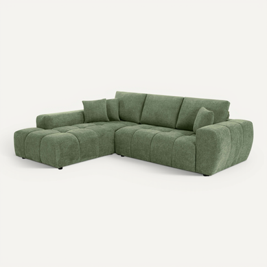 Canapé D'angle Gauche  3 Places Avec Méridienne Vert L 270 Cm  Tissu Bubble