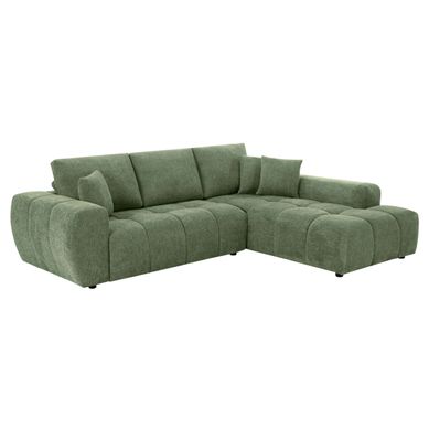 Canapé D'angle 3 Places Avec Méridienne Vert L 270 Cm  Tissu Bubble