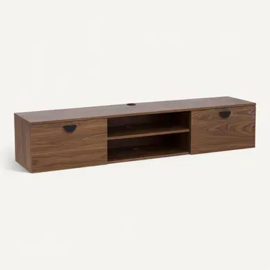 Meuble TV Suspendu 160 Cm Industriel Bois Foncé Jessy Meuble TV Suspendu 160 Cm Industriel Bois Foncé Jessy