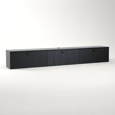 Meuble TV Suspendu 200 Cm Moderne Noir Holly Meuble TV Suspendu 200 Cm Moderne Noir Holly