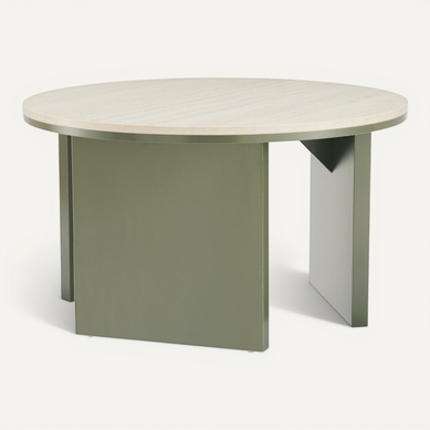 Table Basse Effet Bois Ronde Diam 80 Cm Vert Olive Bonny