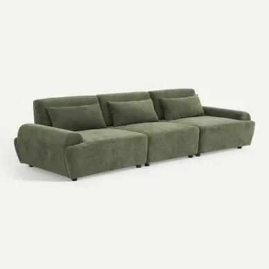 Canapé Modulable 3 Places En Tissu Dossier Ajustable 303 Cm Vert Callisto