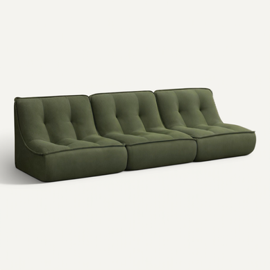 Lot De 3 Fauteuils Compressé En Velours 240 X 90 X 70 Cm Vert Lizy