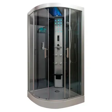 Cabine De Douche Hydromassante - Skadi - Radio- Chromothérapie LED - 1/4c 100 Cm - Noir Cabine De Douche Hydromassante - Skadi - Radio- Chromothérapie LED - 1/4c 100 Cm - Noir
