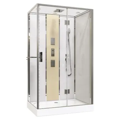 Cabine De Douche Hydromassante Radio Et Bluetooth Sören Slim - 140x80cm - Chromé Cabine De Douche Hydromassante Radio Et Bluetooth Sören Slim - 140x80cm - Chromé