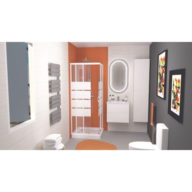 Receveur De Douche Cera - Picots Antidérapants - 80x80x9cm - Grès - Blanc Receveur De Douche Cera - Picots Antidérapants - 80x80x9cm - Grès - Blanc