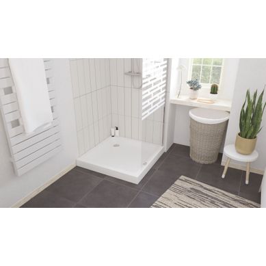 Receveur De Douche Cera - Picots Antidérapants - 90x90x10cm - Grès - Blanc Receveur De Douche Cera - Picots Antidérapants - 90x90x10cm - Grès - Blanc