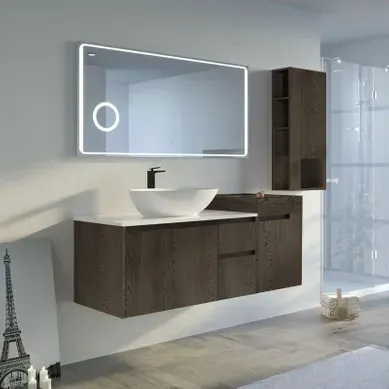 Meuble Salle De Bain Avezzano 1400 Chêne Gris