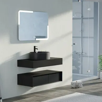 Meuble De Salle De Bain Fabriano 1000 Noir Mat