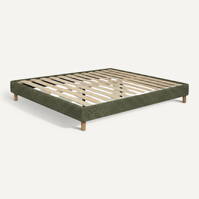 Sommier à Lattes Déco 90x190 Cm - Contour Tissus Bouclette Vert
