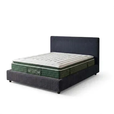Ensemble Lit Coffre Bleu Nuit - Tête De Lit, Coffre Et Matelas Hôtelier - 160x200 - Velours Côtelé Ensemble Lit Coffre Bleu Nuit - Tête De Lit, Coffre Et Matelas Hôtelier - 160x200 - Velours Côtelé