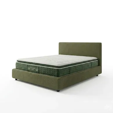Ensemble Lit Coffre Vert Olive - Tête De Lit, Coffre Et Matelas Hôtelier - 200x200 - Tissu Bouclette Ensemble Lit Coffre Vert Olive - Tête De Lit, Coffre Et Matelas Hôtelier - 200x200 - Tissu Bouclette