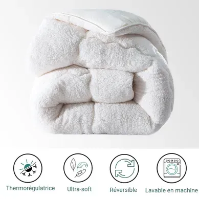 Couette Réversible Eté-hiver 200 X 200 Cm - Sherpa Blanche - Couette Chaude
