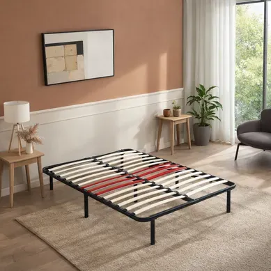 Sommier 140x190 cm - Cadre à lattes renforcées - Pieds Inclus - 28 Lattes Sommier 140x190 cm - Cadre à lattes renforcées - Pieds Inclus - 28 Lattes