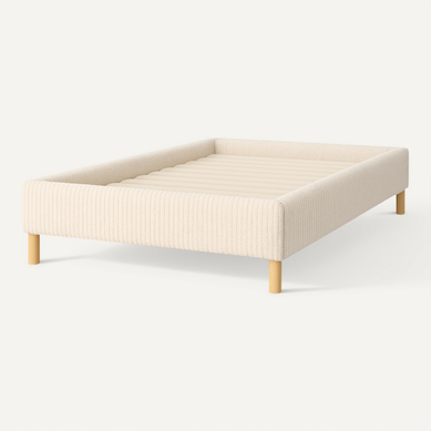 Sommier à Lattes Déco 90x190 Cm - Contour Velours Côtelé Beige
