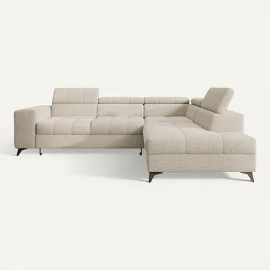 Canapé D'angle Droit Convertible Gaspard Bouclette Beige Canapé D'angle Droit Convertible Gaspard Bouclette Beige