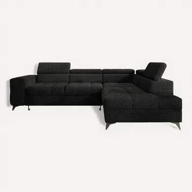 Canapé D'angle Droit Convertible Gaspard Bouclette Noir Canapé D'angle Droit Convertible Gaspard Bouclette Noir