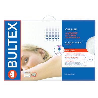 Oreiller ergonomique 60x40 cm BULTEX MEMOCLASS Oreiller ergonomique 60x40 cm BULTEX MEMOCLASS vue 3/4