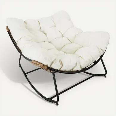 Merida - Fauteuil à Bascule Blanc Avec Assise Capitonnée Merida - Fauteuil à Bascule Blanc Avec Assise Capitonnée