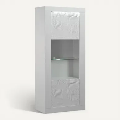 Dayton White - Vitrine 1 Porte Réversible Laquée Blanche Et LEDs Dayton White - Vitrine 1 Porte Réversible Laquée Blanche Et LEDs