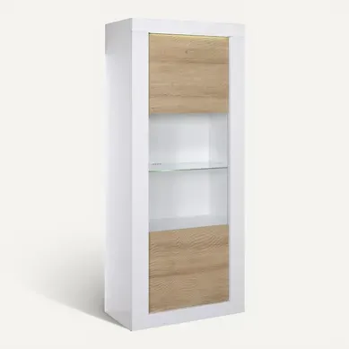 Dayton Oak - Vitrine 1 Porte Réversible Effet Chêne Et LEDs Dayton Oak - Vitrine 1 Porte Réversible Effet Chêne Et LEDs